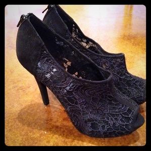 Black Lace & Suede Elle Booties size 9.5